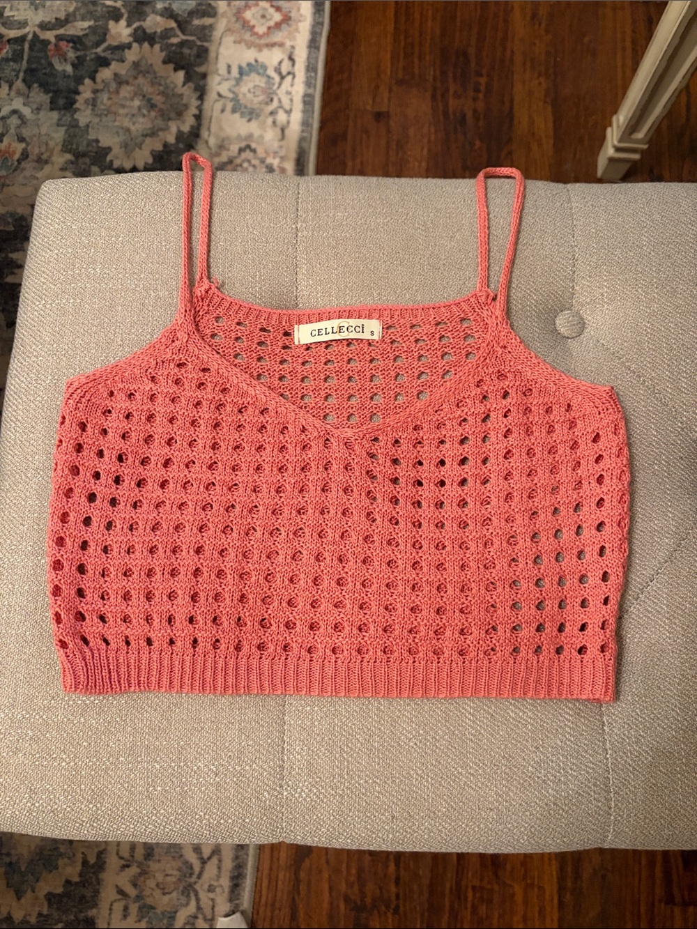 Dusky pink Crochet Crop Tank